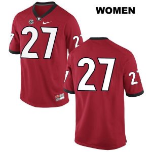 Women's Georgia Bulldogs NCAA #27 Eric Stokes Nike Stitched Red Authentic No Name College Football Jersey AQK6154KZ